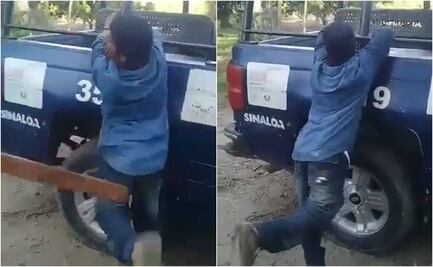 Policías de Escuinapa tablearon a detenido esposado a patrulla, confirma Seguridad Pública de Sinaloa VIDEO  