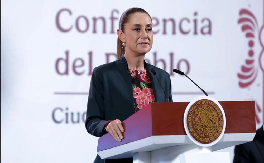 La presidenta Claudia Sheinbaum en la mañanera del 28 de agosto de 2025. Foto:  Fernanda Rojas/EL UNIVERSAL