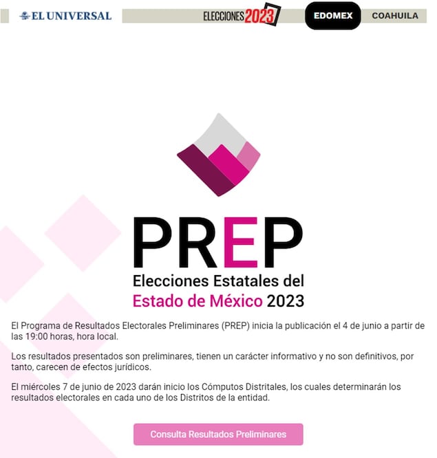 PREP interactivo de EL UNIVERSAL. Foto: EL UNIVERSAL