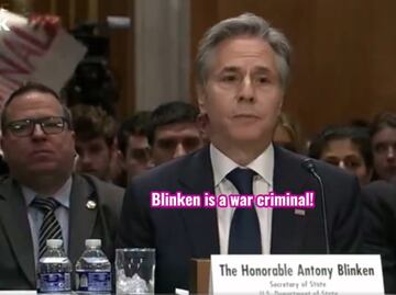 Activistas propalestinos interrumpen comparecencia de Blinken, le gritan “carnicero”
