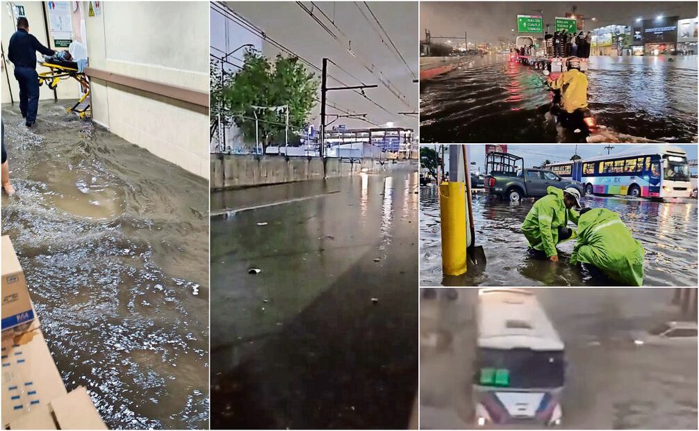La tromba que cayó ayer provocó inundaciones en avenidas de la Ciudad y el Estado de México, así como en un hospital de zona del IMSS; también causó la caída de árboles y la suspensión del Metro y Cablebús. Fotos: Especial