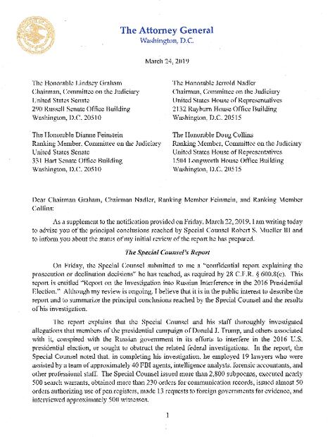 Informe de Mueller concluye que no hubo colusión entre campaña de Trump y Rusia