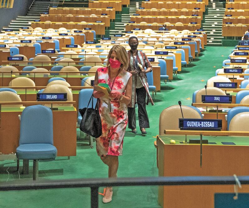 Mona Juul, embajadora de Noruega ante la ONU, ayer antes de votar en el Consejo de Seguridad en Nueva York. AP