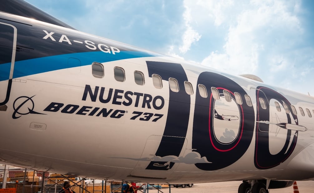 El avión número 100 está conformado por un total de 2 millones de piezas y su interior cuenta con 67.5 km de cableado. Foto: Aeroméxico