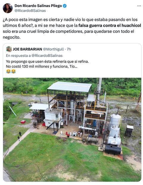 Salinas Pliego reacciona al descubrimiento de una “mini refinería” en Veracruz. Foto: Captura de pantalla