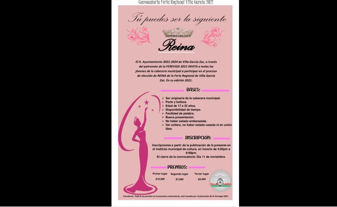 Convocan a concurso de belleza a mujeres solteras y "que no hayan estado embarazadas"