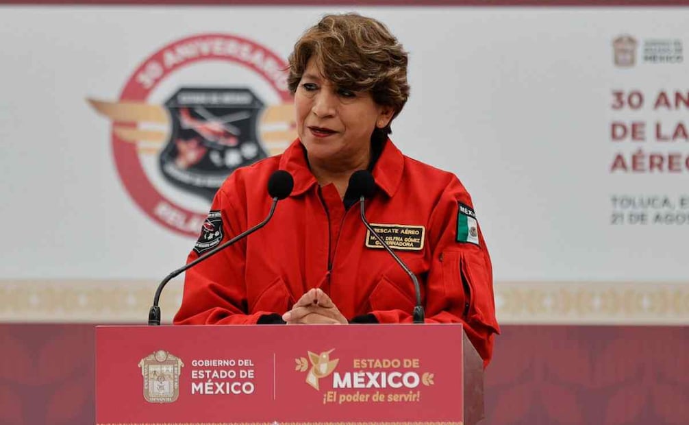 Gobernadora Delfina Gómez en el 30 aniversario de la Unidad de Rescate Aéreo "Relámpagos". Foto: Jorge Alvarado/EL UNIVERSAL