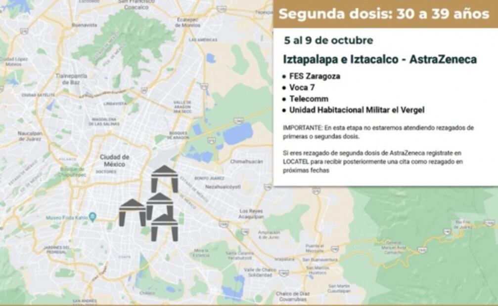 A partir del martes aplicarán segunda dosis Covid para adultos de 30 a 39 años en Iztapalapa e Iztacalco