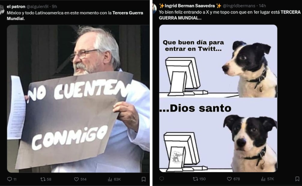 Los mejores memes sobre la posible III guerra mundial.
Foto: Captura de pantalla de X