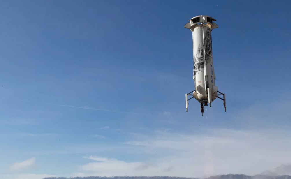 El propulsor New Shepard aterriza después del vuelo del vehículo el 11 de diciembre de 2019. Foto: NASA