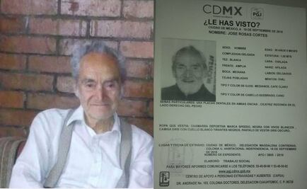 CAPEA emite ficha para encontrar a José Rosas Cortés en CDMX