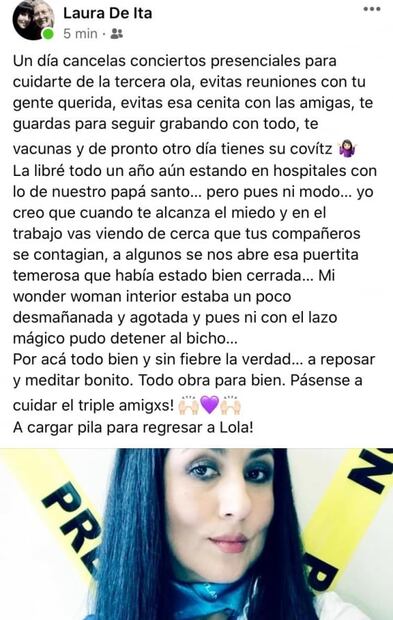 Laura de Ita se cuidó, se guardó, pero no se salvó, dio positivo a Covid-19