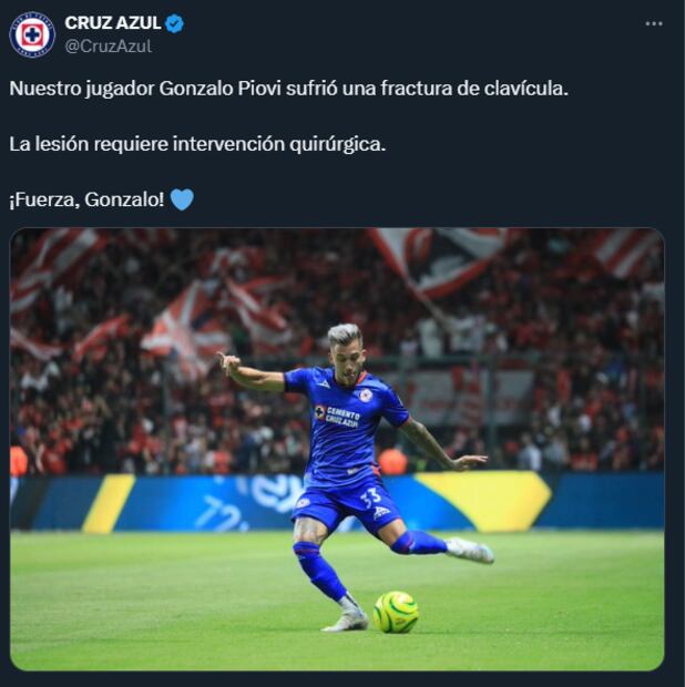 Cruz Azul había señalado que Gonzalo Piovi había sufrido una fractura - Foto: Especial