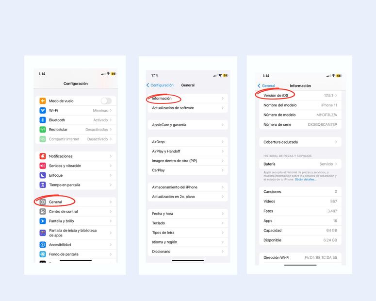 Conoce la versión de tu iPhone. Foto Captura de pantalla.