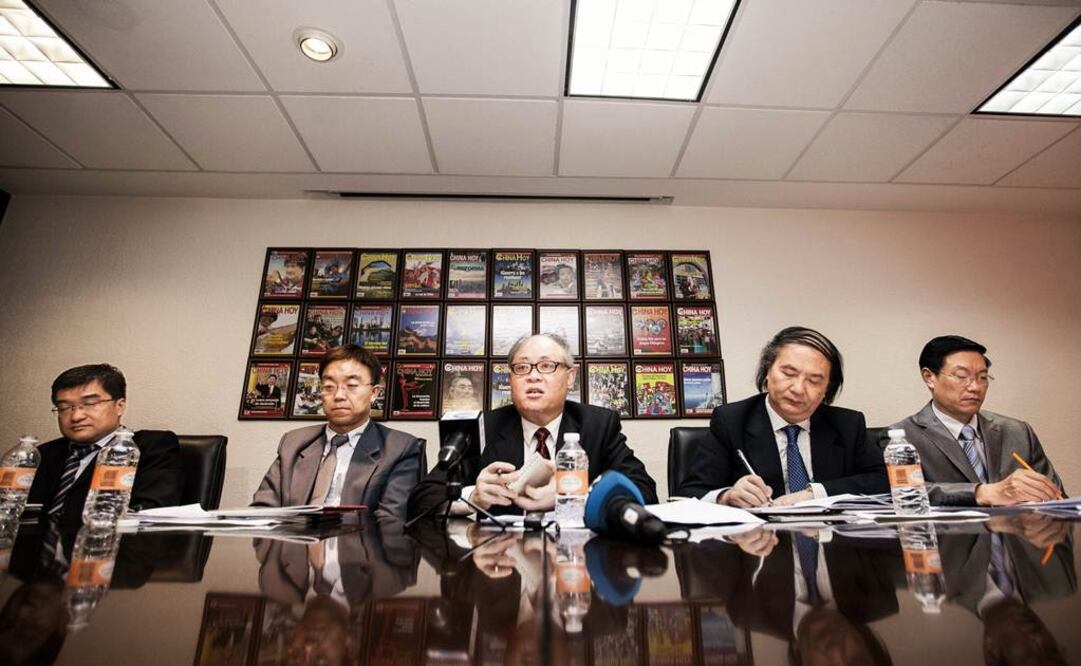 La delegación china encabezada por Yang Chengming, ayer durante la conferencia de prensa. /Germán Espinosa - EL UNIVERSAL