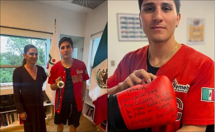 Marco Verde agradeció el apoyo de Ana Gabriela Guevara y le regaló un guante firmado