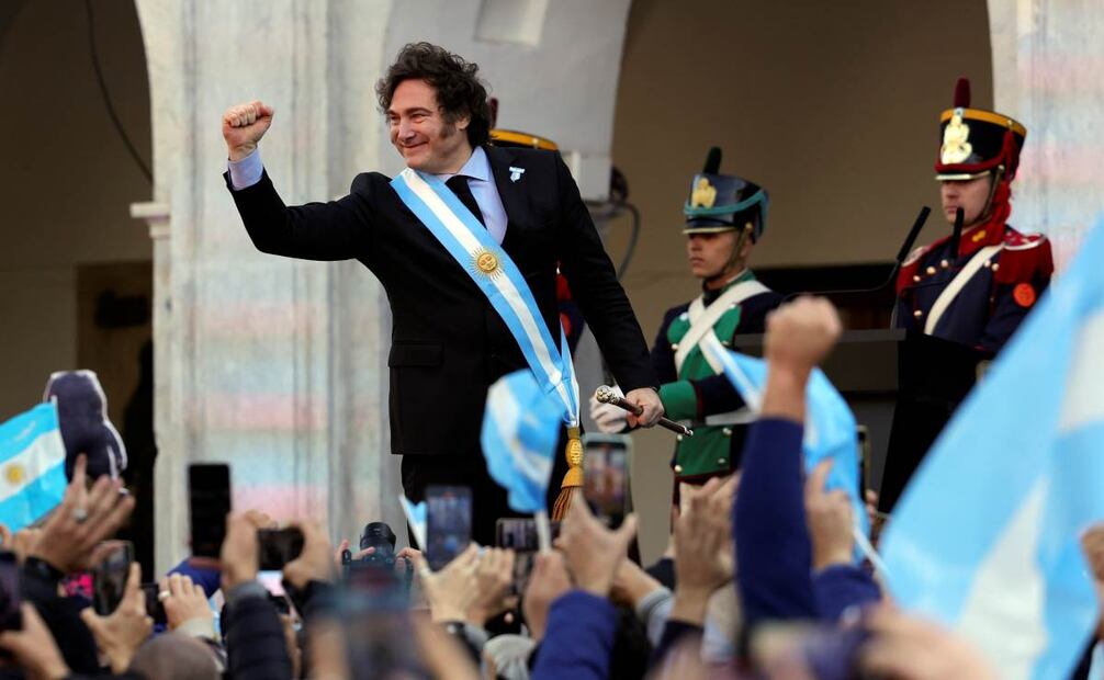Javier Milei, presidente de Argentina, en la Casa Rosada. Foto: AP