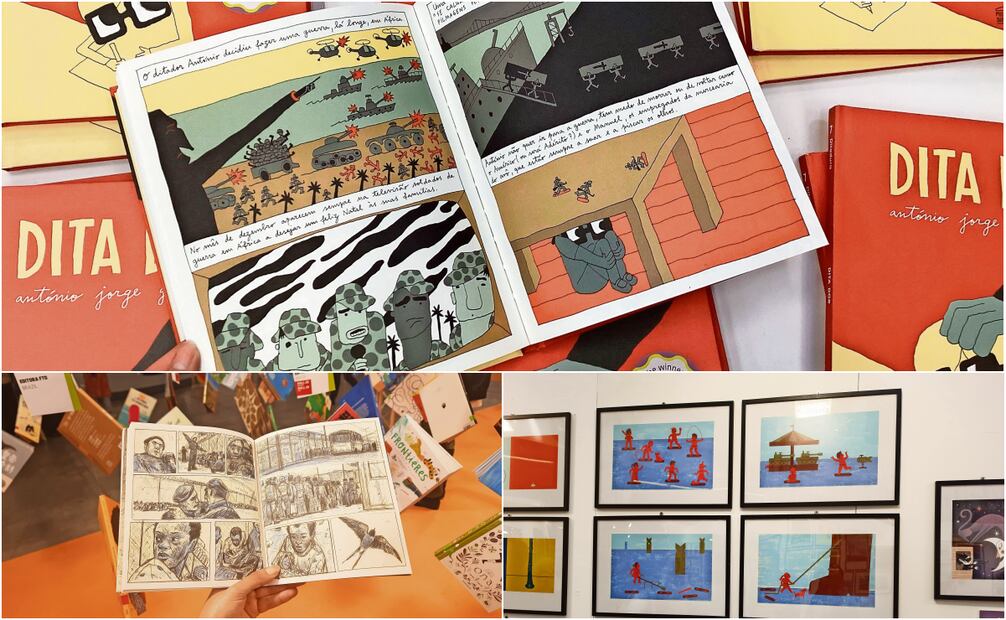 Dita Dor, de António Jorge Gonçalves; Genealogía, de María Teresa Andruetto y Santiago Guevara; y ¿Podremos volver a jugar?, ilustraciones de Lonnie Ruiz. Fotos: Frida Juárez / EL UNIVERSAL