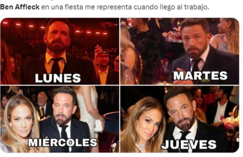 Ben Affleck acompañó a JLo a los Grammy, su expresión desata memes