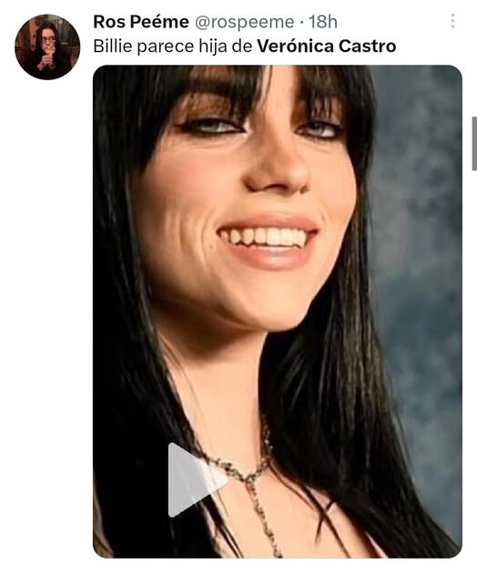 Llama la atención el parecido de Billie Eilish con Verónica Castro. Foto: Twitter.