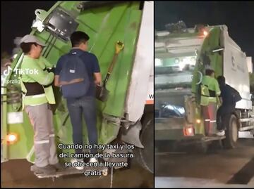 VIDEO: Joven no encuentra taxi y camión de basura le da aventón en Campeche