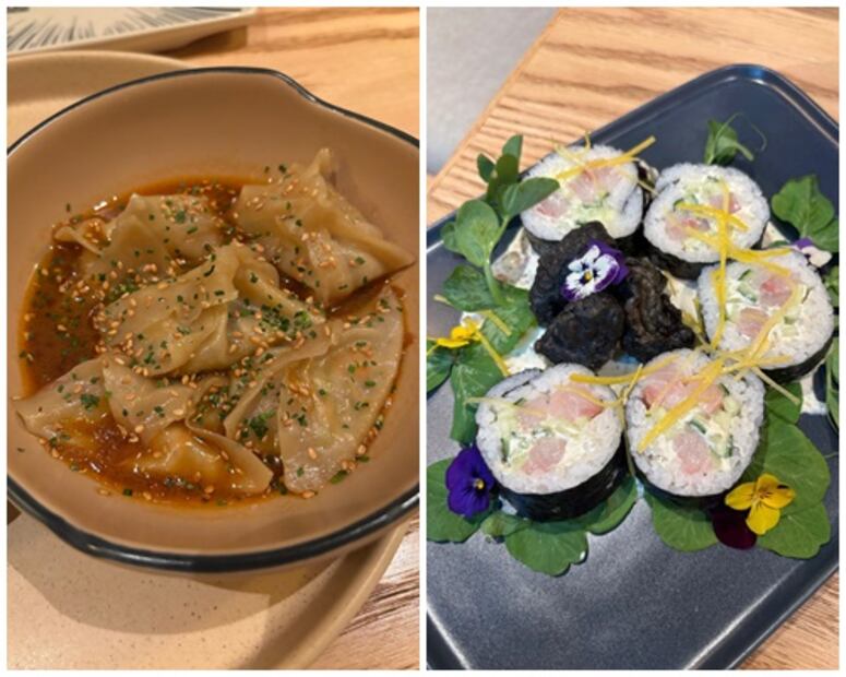 Gyozas rellenas de almeja chocolata y Oyster Roll. Foto: María Hernández. El Universal