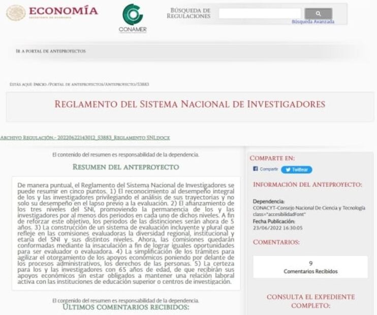 Anteproyecto de nuevo reglamento para el Sistema Nacional de Investigadores causa críticas