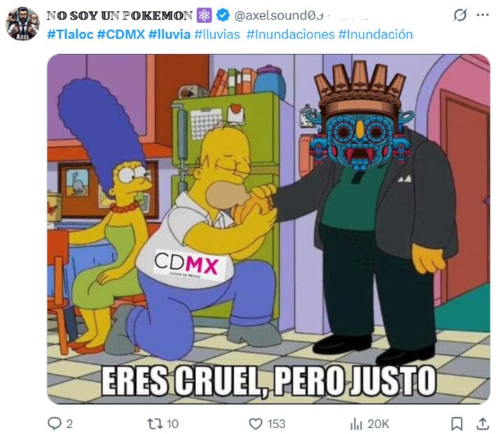 Los mejores memes que dejó la lluvia de este domingo 10 de agosto, usuarios hacen reclamo a Tláloc. Foto: Captura de pantalla