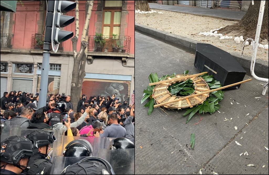 Policías bloquean a manifestantes. FOTO: Especial/ EL UNIVERSAL/