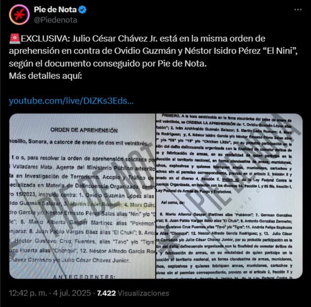 Documento de la FGR publicado em redes sociales por Pide de Nota. Foto: captura de pantalla