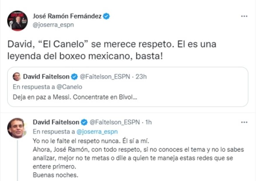 José Ramón Fernández regaña a David Faitelson y pide respetar al Canelo Álvarez
