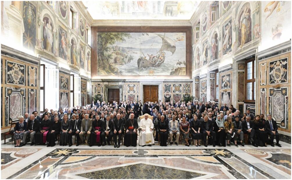 El Encuentro Mundial sobre la Fraternidad reunió a la treintena de premios Nobel de la paz en Roma y el Vaticano. Foto: Tomada de X, antes Twitter.