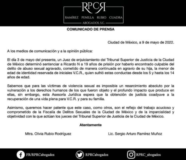 Ricardo Crespo, exGaribaldi, es sentenciado a 19 años de prisión por abuso sexual contra su hija