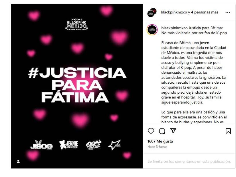 Fans de la cultura coreana exigen justicia para Fátima. Foto: Captura de pantalla
