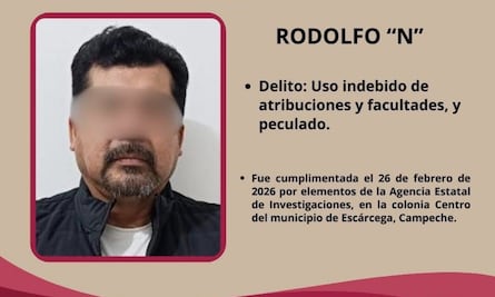 Detienen a exalcalde de Escárcega, Campeche; está acusado de peculado y abuso de confianza