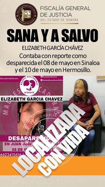 Localizan con vida a sobrina de Ceci Flores. Foto: Especial