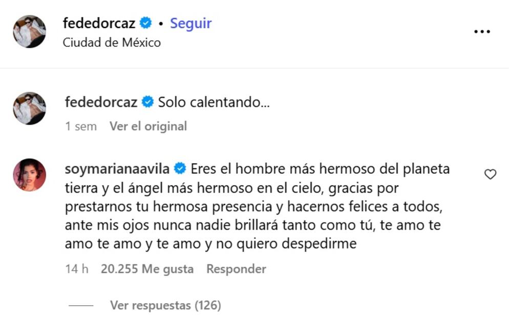 Mariana Ávila se despide de su novio Fede Dorcaz con mensajes en Instagram.