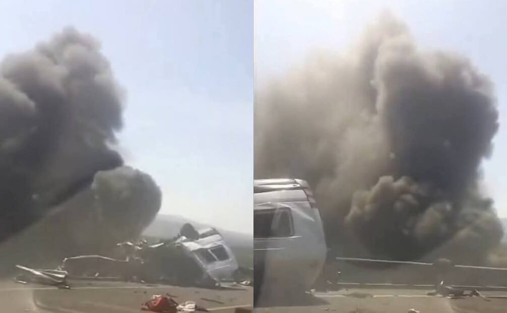 En el accidente se vieron involucrados una pipa, una camioneta y un autobús (14/05/2025). Foto: Especial