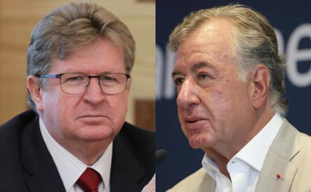 Germán Larrea, presidente de Grupo México, que busca comprar la totalidad de Banamex, y el empresario Fernando Chico Pardo, quien adquirió el 25%. Fotos: Carlos Mejía / EL UNIVERSAL / Archivo