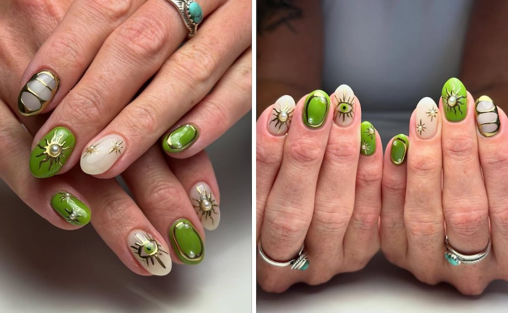 Las uñas con detalles de "joya" son modernas y elegantes. Foto: Especial. Instagram @lexi.loves.nails