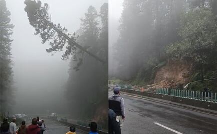 Deslave sobre carretera Federal México-Toluca, en alcaldía Cuajimalpa, provoca daños en dos autos