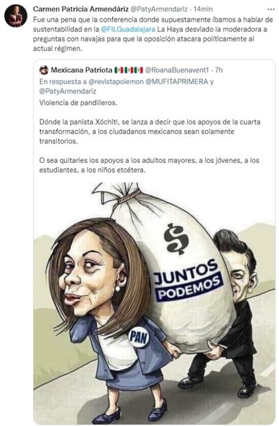 Tras ser abucheada en la FIL por defender a AMLO, Patricia Armendáriz acusa a moderadora