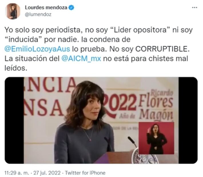 “No está para chistes mal leídos”: periodista Lourdes Mendoza refuta a “la señorita Vilchis” por AICM