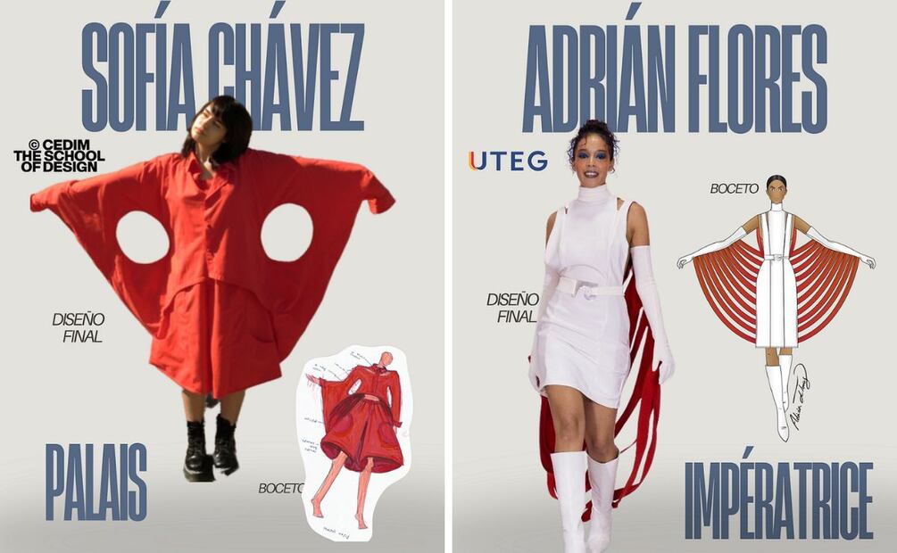 Segundo y tercer lugar del Pierre Cardin Young Designers Award. Foto: Cortesía