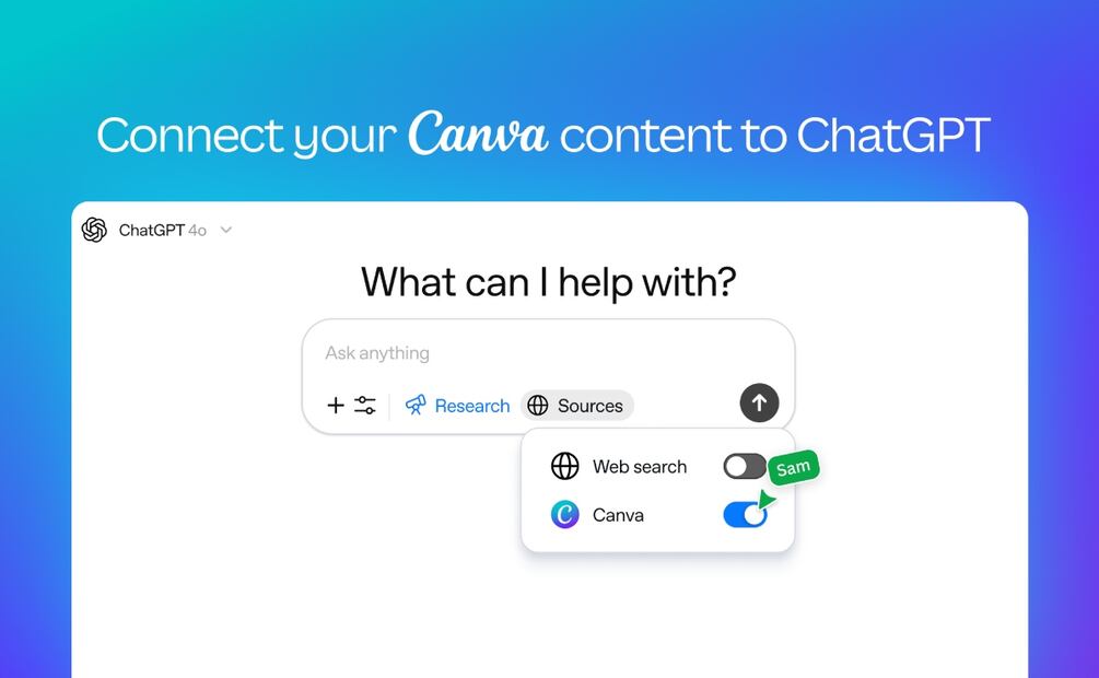 Canva se integra a ChatGPT; así puede analizar la IA tus diseños. Imagen: Canva