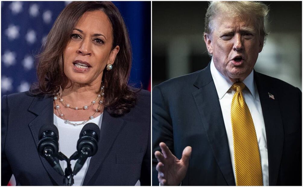 La encuesta más reciente del Wall Street Journal muestra que Trump aventaja ocho puntos a Harris cuando se pregunta a los votantes quién manejaría mejor la economía. Fotos: AFP / AP