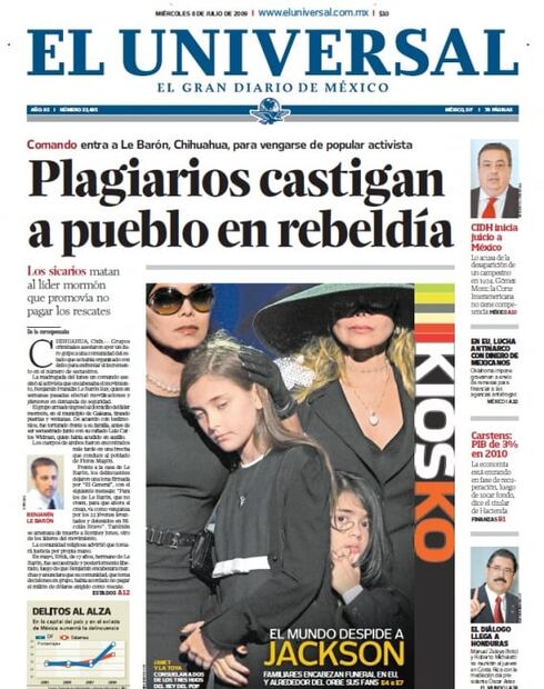 Así informaba EL UNIVERSAL el homicidio de Benjamín LeBarón en 2009