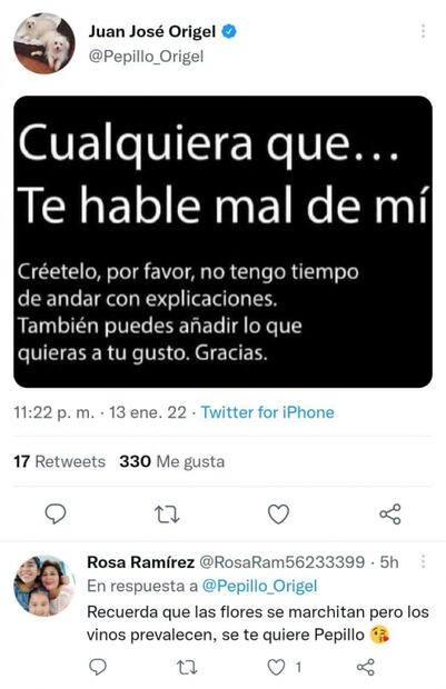 Juan José Origel se desahoga en redes y manda mensaje a ¿Flor Rubio?