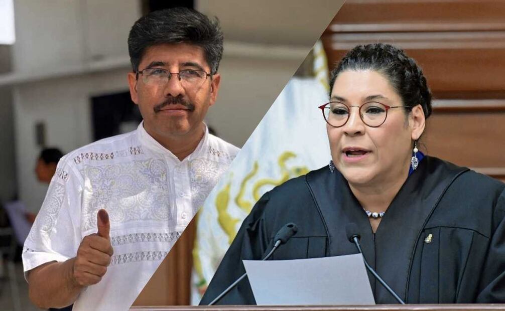 Hugo Aguilar Ortiz, abogado de origen mixteco y actual coordinador General del INPI y la ministra Lenia Batres. Foto: Tomada de la cuenta de X de @HugoAguilarOrti y EL UNIVERSAL