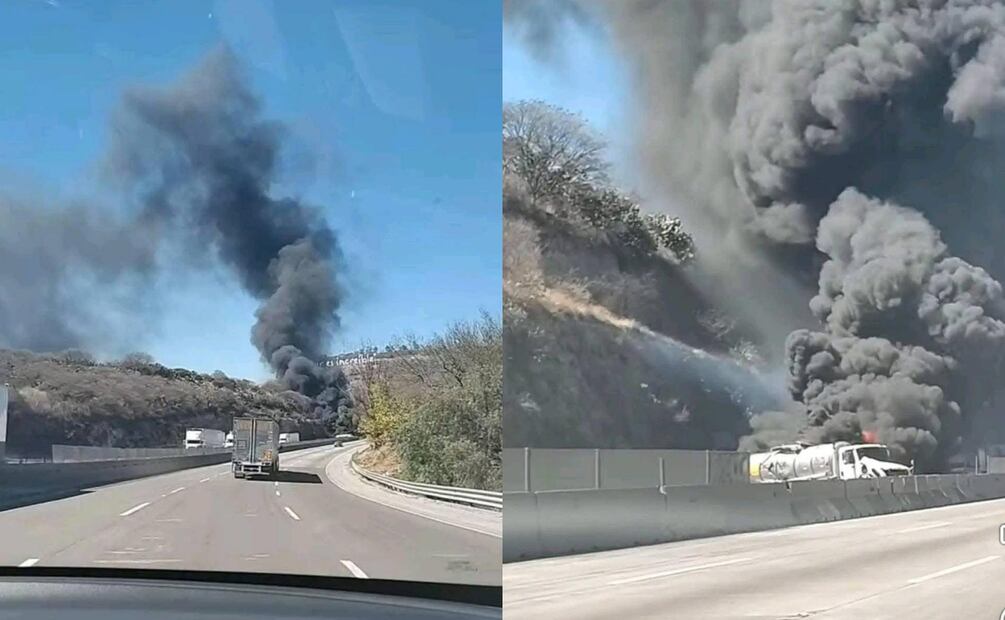 Explota pipa tras choque múltiple en autopista México,- Querétaro (07/02/2025). Foto: Especial